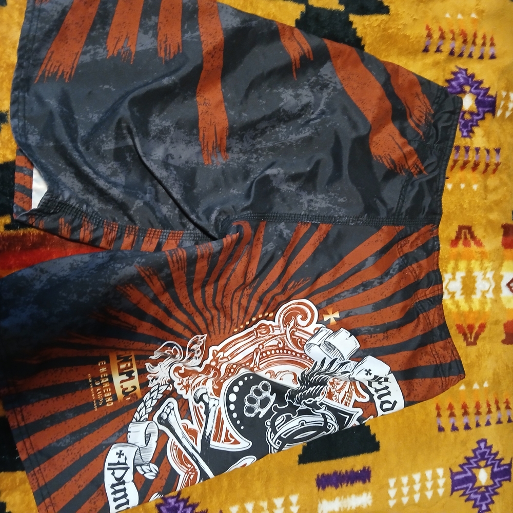 Men's Athletic Shorts - Black and Orange